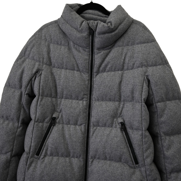 Aether Chelsea Puffer Coat Medium Gray Wool Full Zip Jacket Pockets Down Filled - Picture 2 of 6
